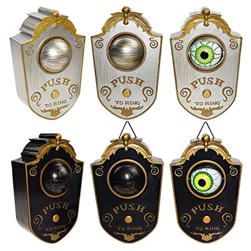 Timbre de horror para Halloween con ojos rotativos y espeluznantes y sonidos fantasmales aterradores, casa embrujada, accesorios de escape (color: B)