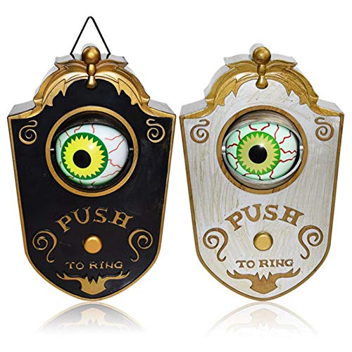 Timbre de horror para Halloween con ojos rotativos y espeluznantes y sonidos fantasmales aterradores, casa embrujada, accesorios de escape (color: B)