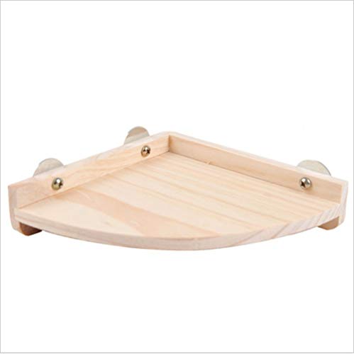 TINE Corner Bird Cage Perch Plataforma De Pie Madera Mascota Parrot Plataforma Soporte Accesorio De Hámster De Peluche Rama Perchas para Jaula De Pájaros,18x18x4 CM
