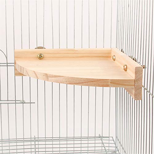 TINE Corner Bird Cage Perch Plataforma De Pie Madera Mascota Parrot Plataforma Soporte Accesorio De Hámster De Peluche Rama Perchas para Jaula De Pájaros,18x18x4 CM