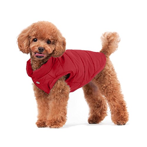 Tineer Abrigo de Invierno cálido para Perros, Forro Polar Cómodo frío Chaqueta de Perro Chaleco de Perrito Ropa de Abrigo Forrado Ropa cálida Acolchada para Perros medianos (XXL, Red)