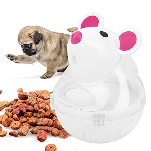 Tnfeeon Dispensador de Comida para Gatos para Mascotas, Perro Mascota Cachorro Ratones diseño Bola alimentador de alimentación Bola de Juguete(Blanco)