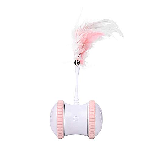 TongYu Juguete para Gatos Gato Eléctrico Gato Divertido Palo Pluma Inteligente Equilibrio Eléctrico Coche Interesante Juego Interactivo 20 * 8.5 * 6.2cm / Rosa