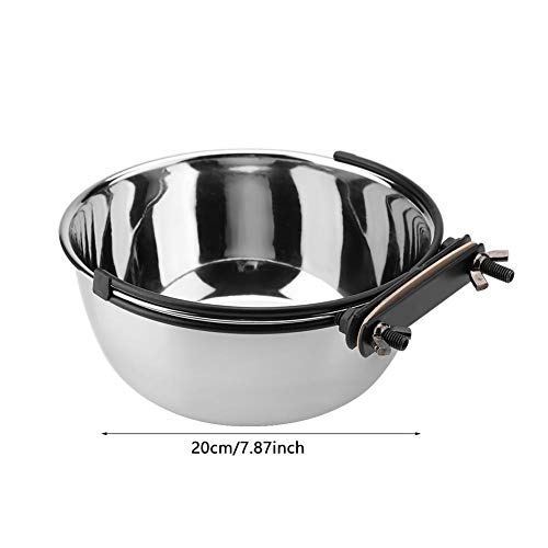 TOPINCN Colgante Alimentos Agua Tazón Acero Inoxidable No tóxico Higiene Robusto Alimentador para Gato Mascota Perro Cachorro Perrito Jaula(L)