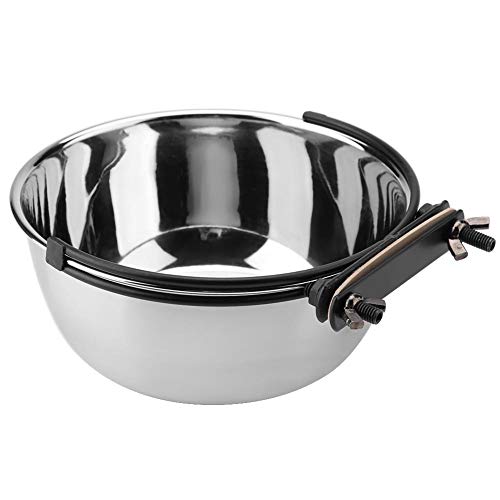 TOPINCN Colgante Alimentos Agua Tazón Acero Inoxidable No tóxico Higiene Robusto Alimentador para Gato Mascota Perro Cachorro Perrito Jaula(L)