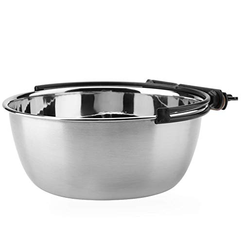 TOPINCN Colgante Alimentos Agua Tazón Acero Inoxidable No tóxico Higiene Robusto Alimentador para Gato Mascota Perro Cachorro Perrito Jaula(L)