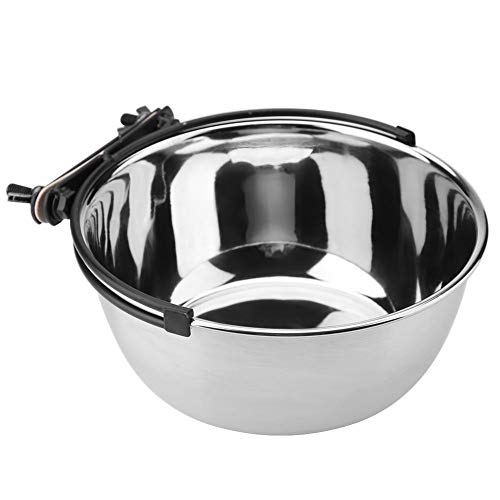 TOPINCN Colgante Alimentos Agua Tazón Acero Inoxidable No tóxico Higiene Robusto Alimentador para Gato Mascota Perro Cachorro Perrito Jaula(L)