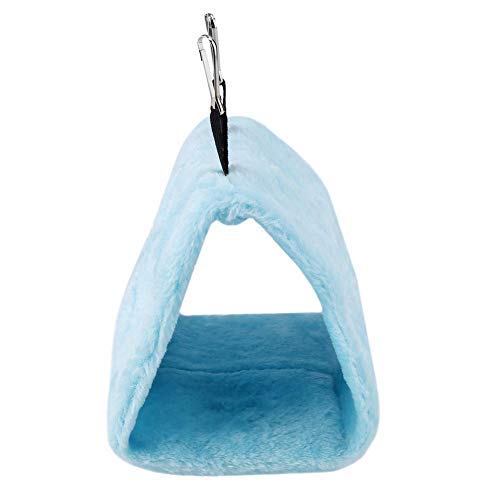 TOPINCN Peonía Loro Hamaca Aves Nido Cálido Suave Felpa Hamaca Colgando Carpa Jaula para Pájaros Loro Invierno Cálido Cama Mascota Juguete Bolsa Algodón Cama(M- Azul)