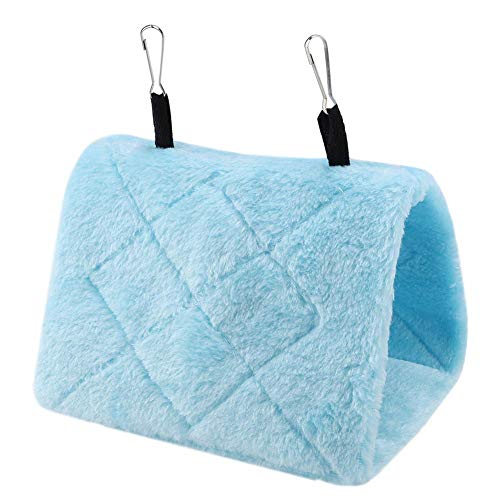 TOPINCN Peonía Loro Hamaca Aves Nido Cálido Suave Felpa Hamaca Colgando Carpa Jaula para Pájaros Loro Invierno Cálido Cama Mascota Juguete Bolsa Algodón Cama(M- Azul)