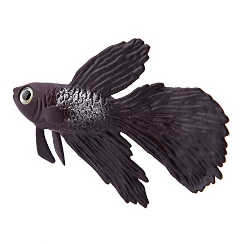 TOPINCN Silicona Peces Artificiales Alta simulación Realista Acuario Flotante pecera decoración de Adornos con línea Ventosa(pez Betta marrón)