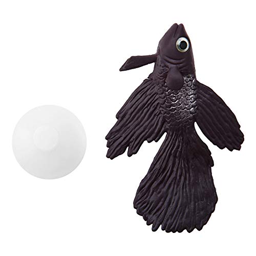 TOPINCN Silicona Peces Artificiales Alta simulación Realista Acuario Flotante pecera decoración de Adornos con línea Ventosa(pez Betta marrón)
