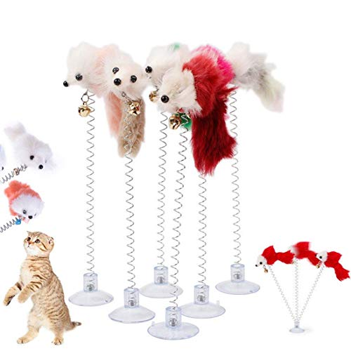 Toruiwa - Juguete para gatos, animales de compañía, campana, gato, juguete interactivo, ratón de primavera
