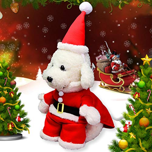 Toyvian - Disfraz de Navidad con gorro de Papá Noel para perros, gatos, abrigo de invierno (rojo y blanco)
