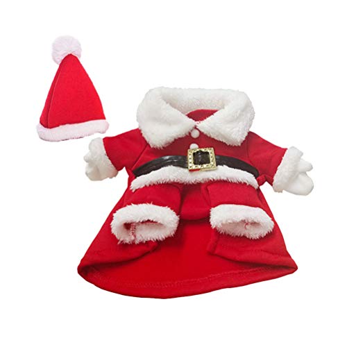 Toyvian - Disfraz de Navidad con gorro de Papá Noel para perros, gatos, abrigo de invierno (rojo y blanco)