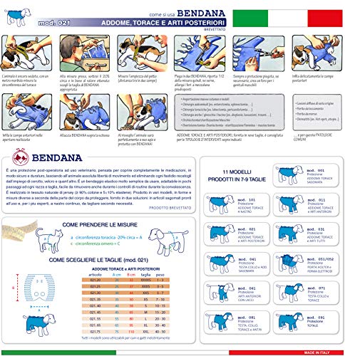 Traje postoperatorio para Perros y Gatos, Protege heridas y Vendajes, Garantiza higiene, Limpieza y Libertad de Movimiento. Modelo 021 - Abdomen, tórax y Miembros posteriores (M)