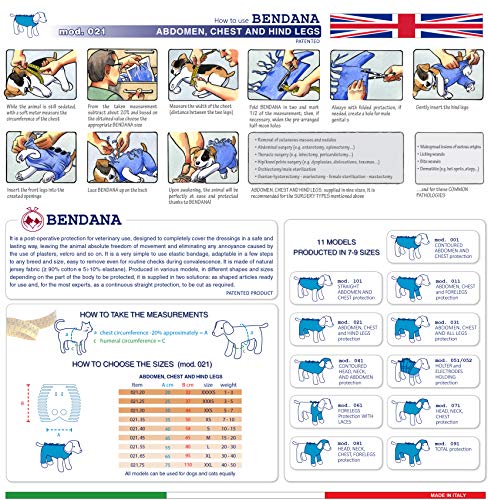Traje postoperatorio para Perros y Gatos, Protege heridas y Vendajes, Garantiza higiene, Limpieza y Libertad de Movimiento. Modelo 021 - Abdomen, tórax y Miembros posteriores (M)