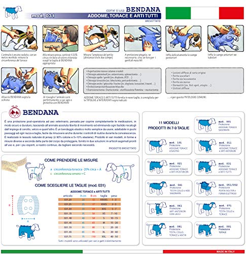 Traje postoperatorio para Perros y Gatos, Protege heridas y Vendajes, Garantiza higiene, Limpieza y Libertad de Movimiento. Modelo 031 - Abdomen, tórax Entallado y Todos los Miembros (L)