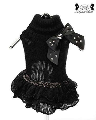 Trilly tutti Brilli wandy Todos Brille Vivienne Vestido Angora Lazo con Corazón y SW, Negro, XXS
