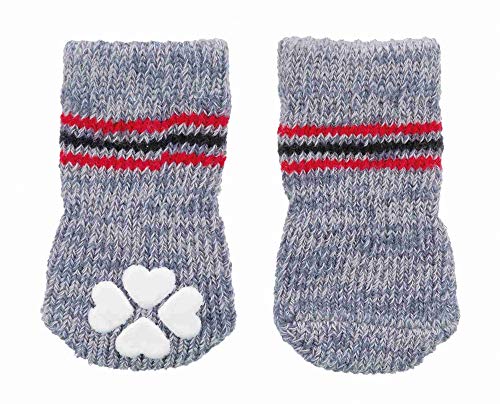 TRIXIE 2 Calcetines Perro, Antideslizante, S-M, Gris, Perro