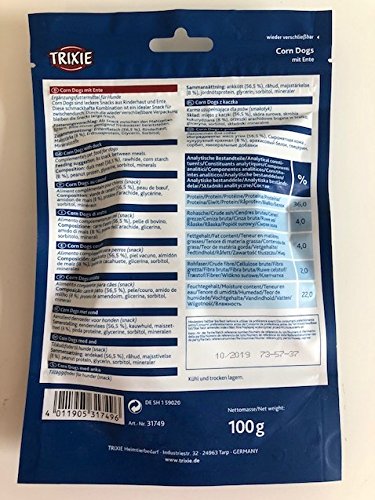 TRIXIE 4 Snacks PREMIO Corn Dogs, Con Pato, 100 g, Perro
