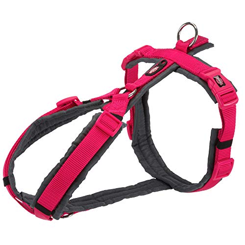 TRIXIE Arnés Trekking NEW Premium, M: 53–64cm/20mm, Fucsia/Grafito, Perro