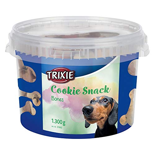 TRIXIE Cubo Snacks de Galleta, Huesos, 1.300 g, Perro