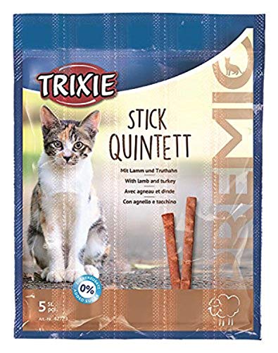 TRIXIE Snack PREMIO Quadro-Sticks, Cordero-Pavo, 5 × 5 g, Gato