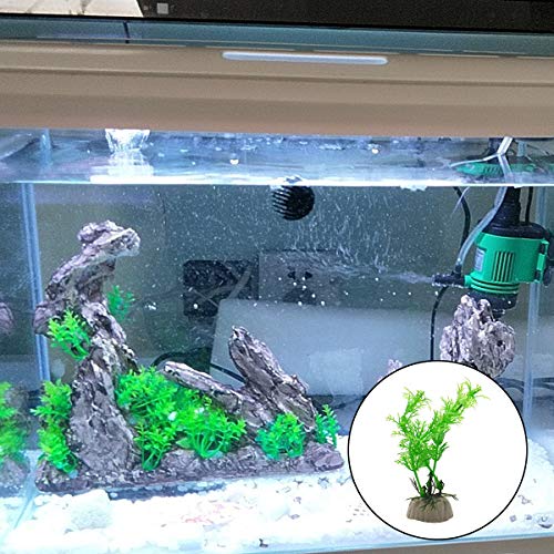Tronco Decorativa para Acuario,Guador 1 Piezas Adorno para Acuario de Cueva Driftwood Madera Artificial Tronco con 5 Piezas Plantas Artificiales Acuario Planta de Simulación Viva Criatura Paisaje (B)