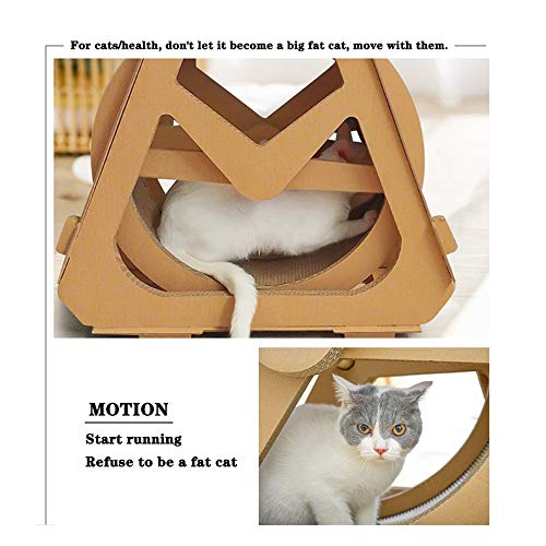 TRS Escalador Rueda hidráulica del Gato de la Fortuna corrugadas de Papel Tapiz rodante Rueda Muebles for Mascotas Cero cartón de Agarre arrastrándose rotación estantería (Size : L)