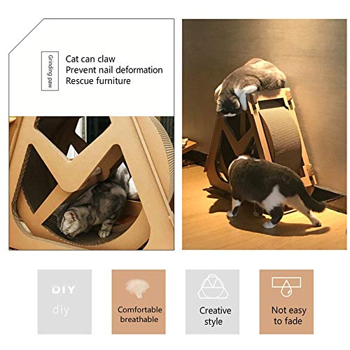 TRS Escalador Rueda hidráulica del Gato de la Fortuna corrugadas de Papel Tapiz rodante Rueda Muebles for Mascotas Cero cartón de Agarre arrastrándose rotación estantería (Size : L)