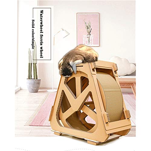 TRS Escalador Rueda hidráulica del Gato de la Fortuna corrugadas de Papel Tapiz rodante Rueda Muebles for Mascotas Cero cartón de Agarre arrastrándose rotación estantería (Size : L)