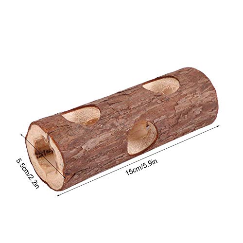 Túnel Animal de Madera Hamster Tube Ejercicio Chew Toy para Conejo Hurón Conejillo de Indias (S)