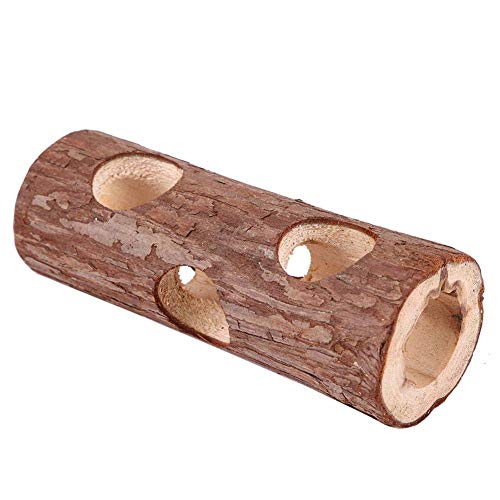 Túnel Animal de Madera Hamster Tube Ejercicio Chew Toy para Conejo Hurón Conejillo de Indias (S)