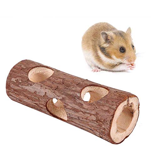 Túnel Animal de Madera Hamster Tube Ejercicio Chew Toy para Conejo Hurón Conejillo de Indias (S)