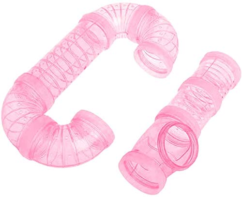 Túnel de Hámster, 8PCS Hámster Tubo Play Túnel Tubo Hámster del Tubo Manguera de Jaula Externa Juguetes para Animales pequeños túnel Conectado para Hámster de Ratón （Rosado）