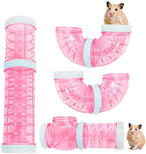 Túnel de Hámster, 8PCS Hámster Tubo Play Túnel Tubo Hámster del Tubo Manguera de Jaula Externa Juguetes para Animales pequeños túnel Conectado para Hámster de Ratón （Rosado）
