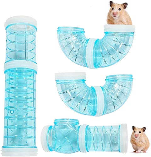Túnel de Hámster, 8PCS Hámster Tubo Play Túnel Tubo Hámster del Tubo Manguera de Jaula Externa Juguetes para Animales pequeños túnel Conectado para Hámster de Ratón （Azul）
