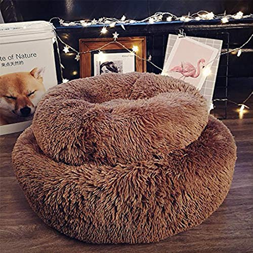TVMALL Cama perros Cama del gato Cojín de imitación de la piel del perro Camas XL: 80cm marrón