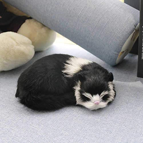 TXYFYP Realista Sueño Life Gato, Gato Juguete Suave, Imitación Peluche, Falso Felino Gatito, Emulación Sueño Respiración Juguete para Gato Mascota Gato, Fotografía Utilería Realista Sueño Gato
