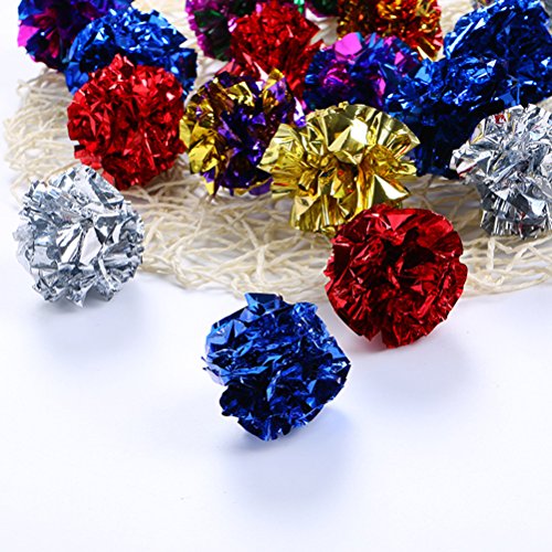 ueetek 6pcs Mylar Crinkle Balls juguetes para gatos Best Interactive Crinkle Cat Toy Balls nunca los mejores juguetes independientes Pet Kitten Cat para Fat Real cats Kittens Exercise (aleatorio)