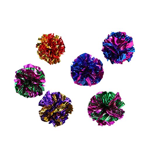 ueetek 6pcs Mylar Crinkle Balls juguetes para gatos Best Interactive Crinkle Cat Toy Balls nunca los mejores juguetes independientes Pet Kitten Cat para Fat Real cats Kittens Exercise (aleatorio)