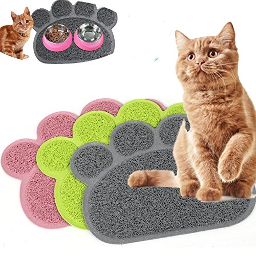 Ueetek - Alfombra de alimentación para mascotas (30 x 40 cm), color gris
