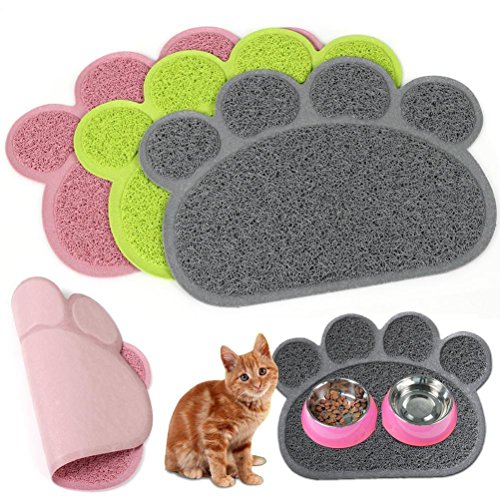 Ueetek - Alfombra de alimentación para mascotas (30 x 40 cm), color gris