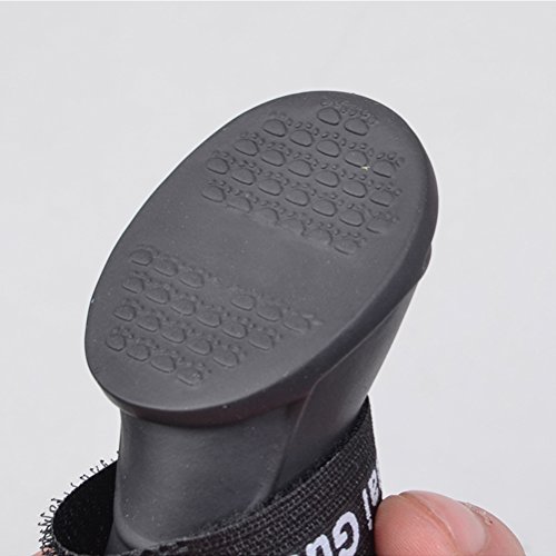 UEETEK Botas de Lluvia para Perro Mascota Colores Dulces Zapatos de Goma Antideslizantes a Prueba de Agua para Pequeño Perrito - Talla M (Negro)