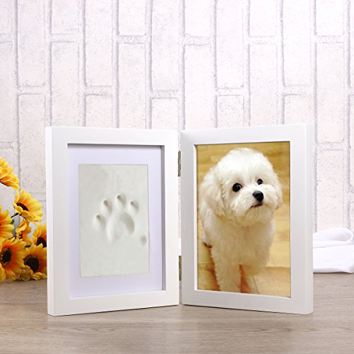 UEETEK Marco de Fotos para Perro, Cachorro o Gato, Marco de Fotos con Huellas y Marco de Recuerdo para Mascotas