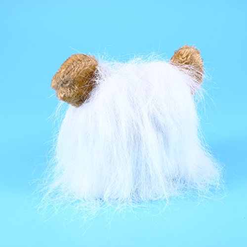 UEETEK Mascota Disfraz León Melena Peluca Leon para Gato Perro Pequeño Ajustable Blanco