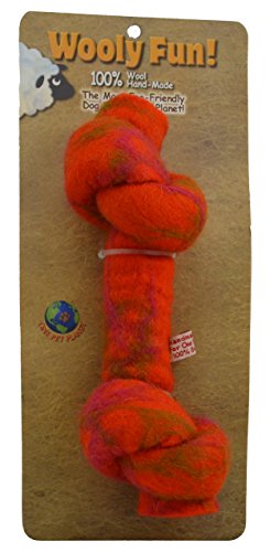 Una mascota planeta lana hueso con nudos Masticar juguete, 21,6 cm, Naranja