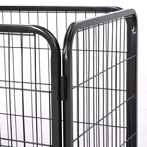 UnfadeMemory Corral para Perros Cachorros con Bandeja Fondo de Plástico,Parque para Perros,Jaula Mascota,Adecuado para Interior o Exterior,Acero,Negro (125x80x70cm)