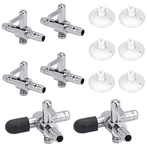 Uniclife 6 Piezas unidireccional Acuario Control de Flujo de Aire válvula de Palanca Distribuidor Accesorios de Bomba Divisor Conjunto con 6 ventosas para pecera