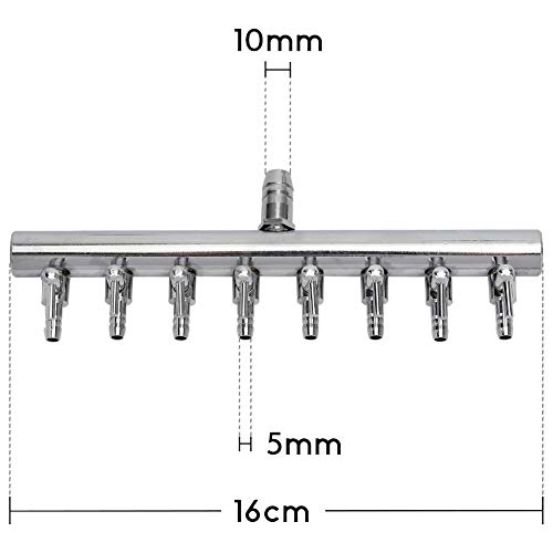 Uniclife Válvula de Palanca de Control de Flujo de Aire del Acuario de 8 Vías Distribuidor de Cobre y Cromo Distribuidor de Tanque de Peces Accesorios de la Bomba